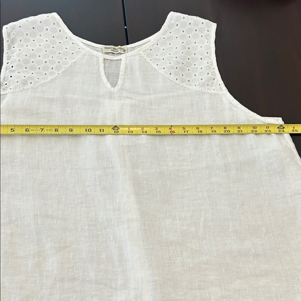 Terzo Millennio Made in Italy White Linen Sleeveless Tunic Top Size 3X - Picture 3 of 14